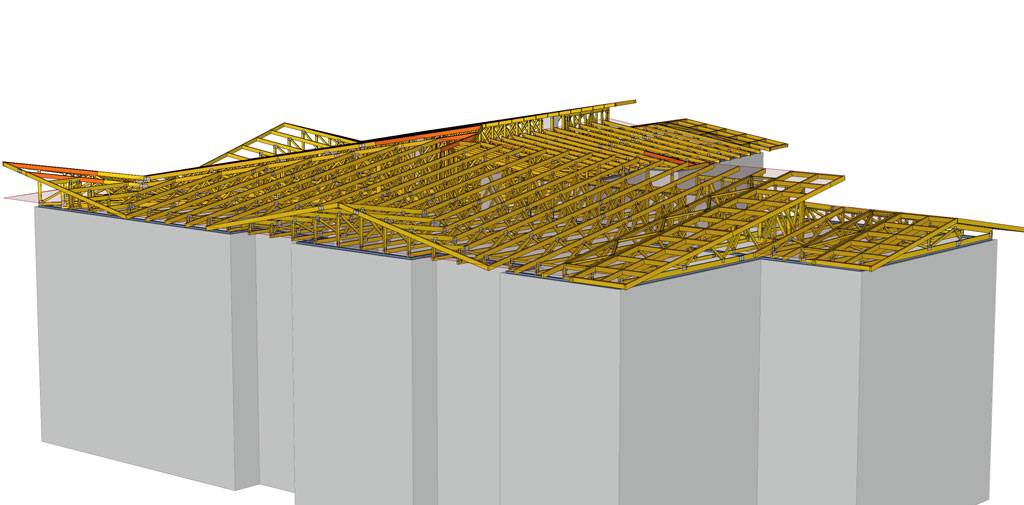 Pultový krov kombinovaný so sedlovým krovom