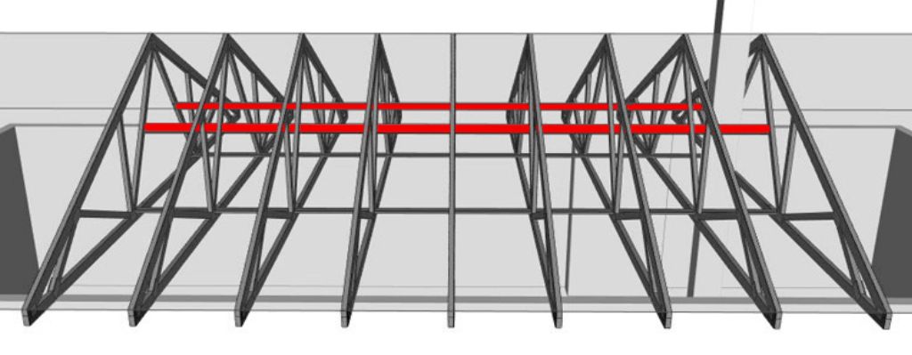 Stuženie diagonál, Stuženie krovu